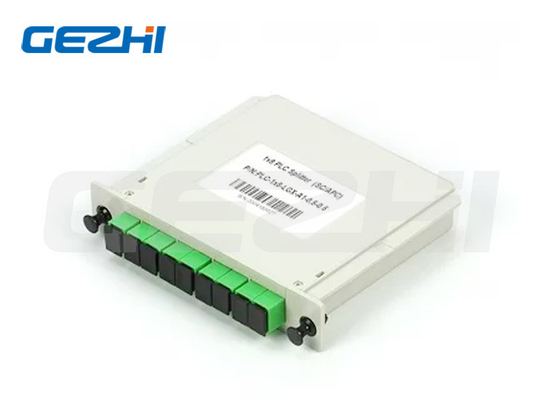1x8 এসসি/এপিসি সিঙ্গল মোড G657A1 LGX ক্যাসেট ফাইবার অপটিক পিএলসি স্প্লিটার এফটিটিএক্সে
