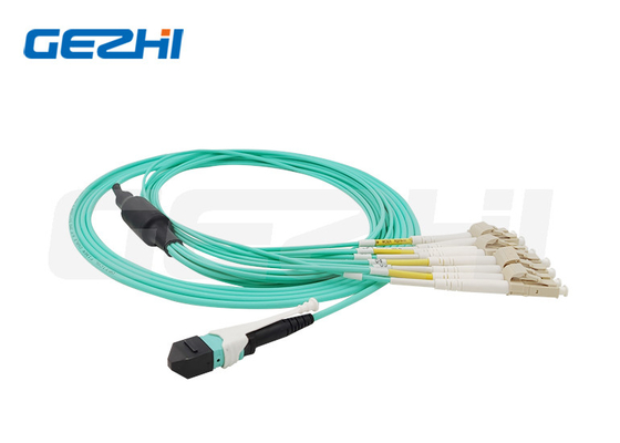 MPO থেকে LC 8 ফাইবার OM3 50/125 মাল্টিমোড MPO-8 LC ফাইবার অপটিক প্যাচ কর্ড ব্রেকআউট ক্যাবল